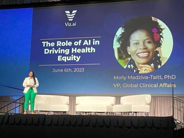 莫莉Madziva-Taitt博士,副总裁全球临床事务Viz.ai,说人工智能在推动卫生公平的作用。